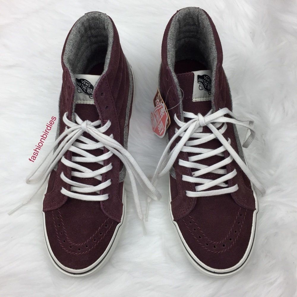 NWT Vans SK8-Hi Slim Vintage Suede Red Magohany - Picture 2 of 6